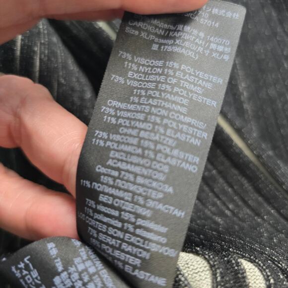 Tory Burch Runway Plaited Rib Shawl Cardigan Black Vanilla Flower Wrap XL NWT - Picture 11 of 13